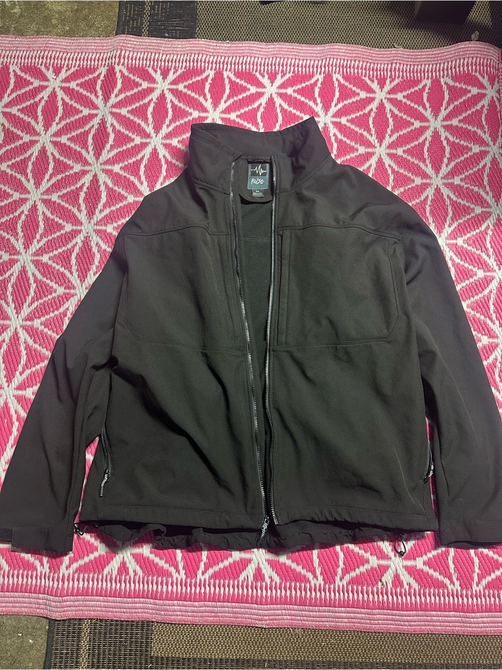Pulse Men's Black Soft Shell Full Zip Active Outdoor Jacket Coat Size 4XL